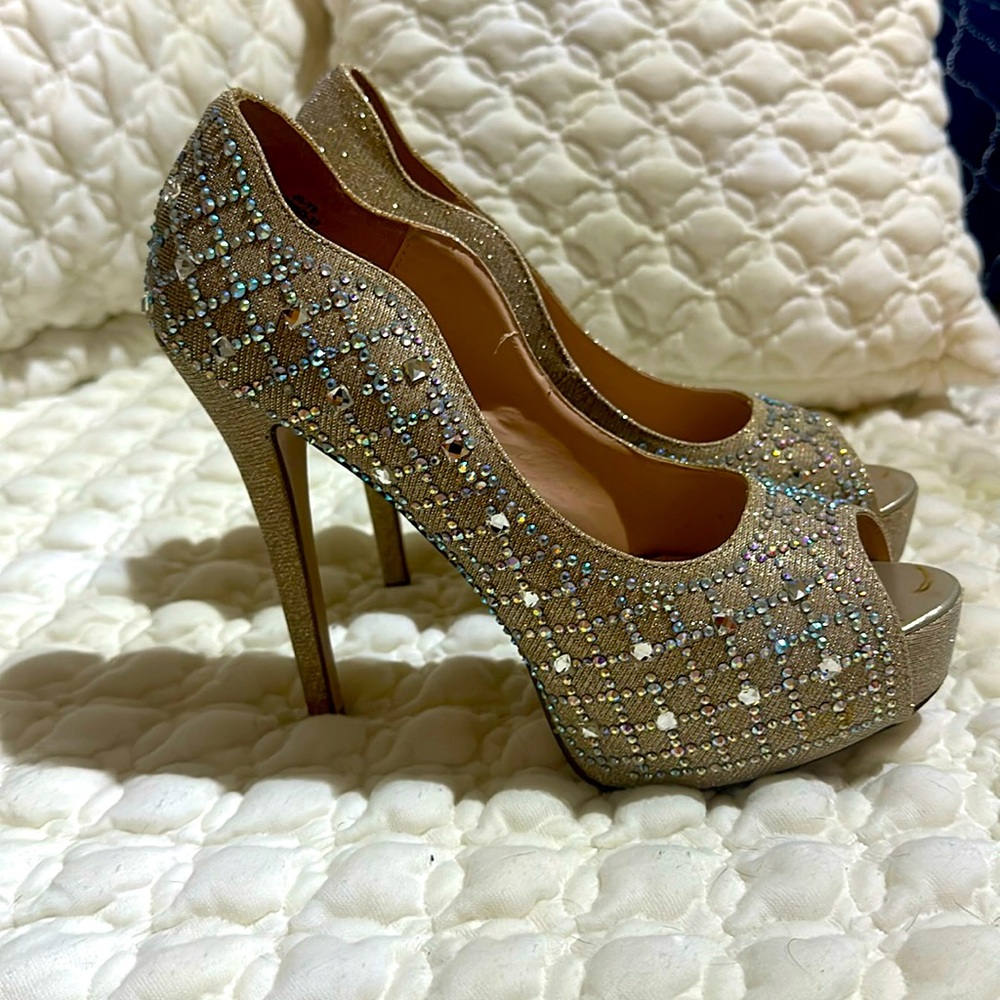 Rhinestone platform, high heels